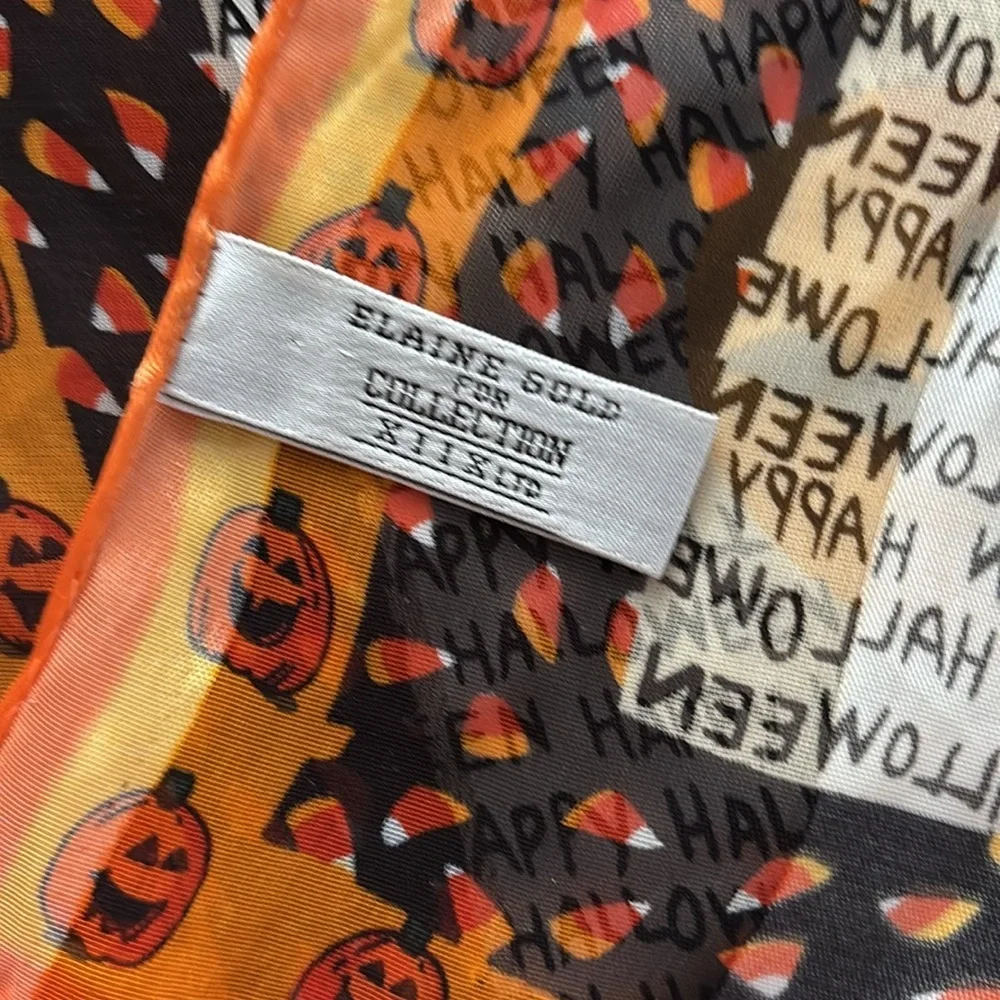 Elaine Gold Halloween Print Chiffon Sheer Scarf Hair Scarf One Size